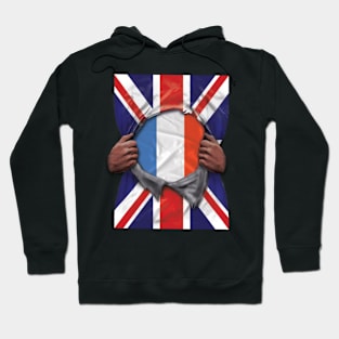 France Flag Great Britain Flag Ripped - Gift for French From France Hoodie